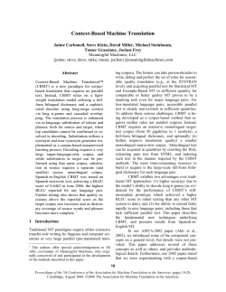 Context-Based Machine Translation