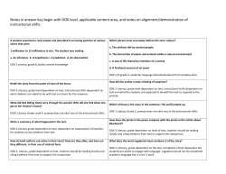 Notes in answer key begin with DOK level, applicable content area