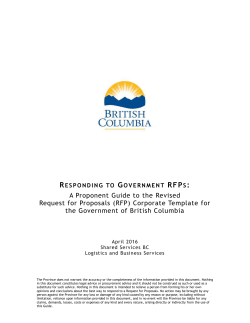 A Proponent Guide to the Revised Request for Proposals