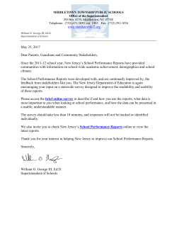 May 25, 2017 Dear Parents, Guardians and Community