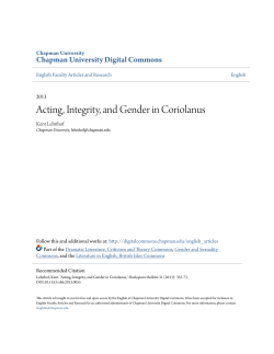 Acting, Integrity, and Gender in Coriolanus