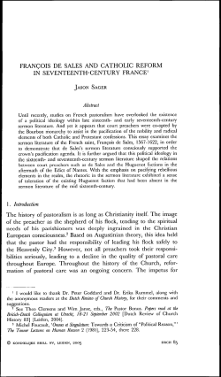 Francois de Sales and Catholic Reform in Seventeenth