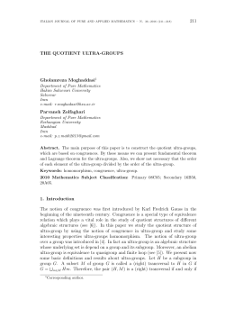 The quotient ultra-groups - Italian Journal of Pure and Applied