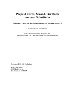Prepaid Cards: Second-Tier Bank Account