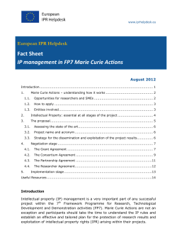 Fact Sheet IP management in FP7 Marie Curie Actions