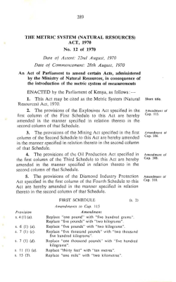 289 ACT, 1970 No. 12 of 1970 nrst colurrm of the First