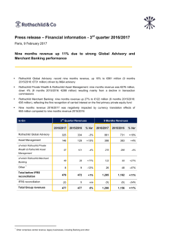 Press release &ndash; Financial information
