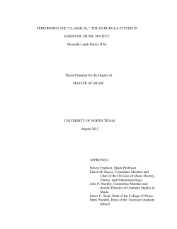 Performing the &ldquo;Classical&rdquo;: The Gurukula System in Karnatic Music