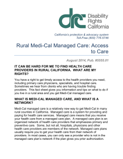 Rural Medi-Cal Managed Care: Access to Care