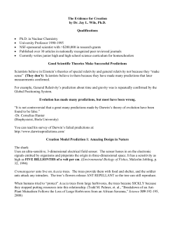 The Evidence for Creation by Dr. Jay L. Wile, Ph.D. Qualifications