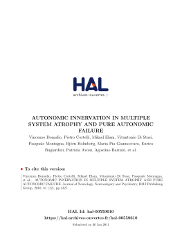 autonomic innervation in multiple system atrophy and pure