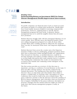 Demonstrating Return-on-Investment (ROI)