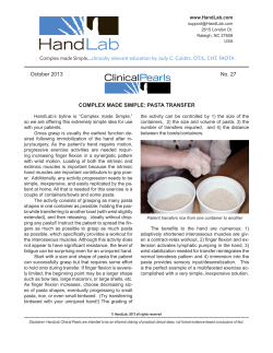 Clinical Pearl No. 27, Pasta Transfer, October 2013