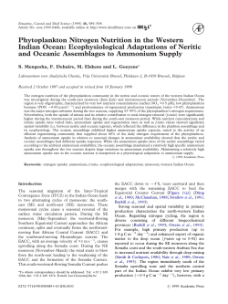 Phytoplankton Nitrogen Nutrition in the Western Indian Ocean