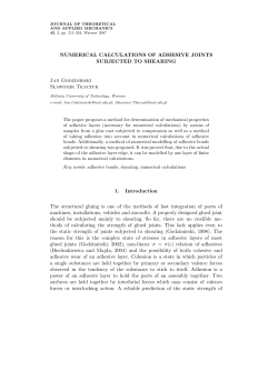 NUMERICAL CALCULATIONS OF ADHESIVE JOINTS SUBJECTED