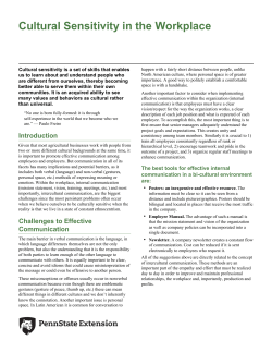 Cultural Sensitivity in the Workplace