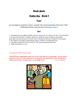 Study Guide Native Son Book 3 &ldquo;Fate&rdquo; fate
