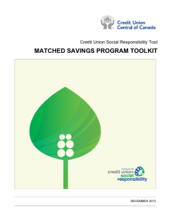 matched savings program toolkit - Canadian Credit Union Association