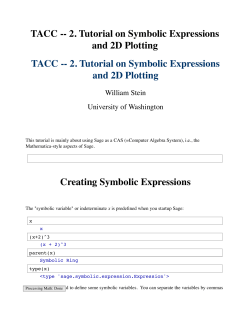 TACC -- 2. Tutorial on Symbolic Expressions and 2D