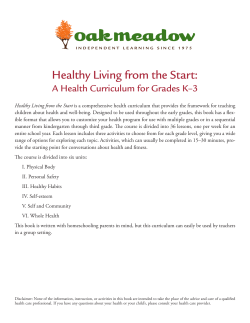 A Health Curriculum For Grades K&ndash;3
