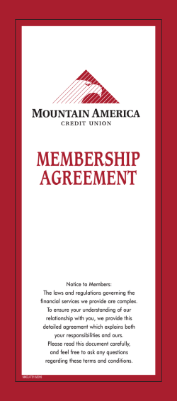 Membership Agreement - Mountain America Credit Union