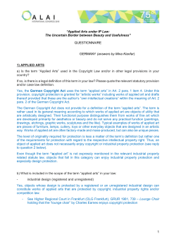 1 &ldquo;Applied Arts under IP Law: The Uncertain Border between Beauty