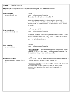 Section: 5.1 Variation Functions Objective(s): Solve problems