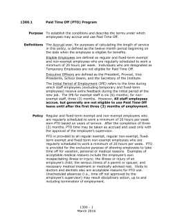 1300 - 1 March 2016 1300.1 Paid Time Off (PTO) Program Purpose
