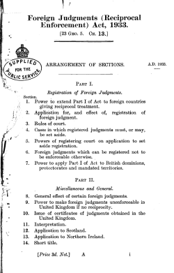 Foreign Judgments (Reciprocal Enforcement) Act, 1933.