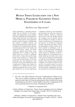 Barbara von Tigerstrom*1 - McGill Journal of Law and Health