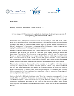 Partners Group and PSP Investments to acquire Cerba HealthCare