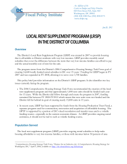 LOCAL RENT SUPPLEMENT PROGRAM (LRSP) IN THE DISTRICT
