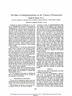 The Effect of Methylcholanthrene on the Viscosity of Paramecium*