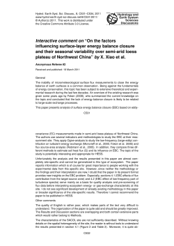Interactive comment on &ldquo;On the factors influencing surface