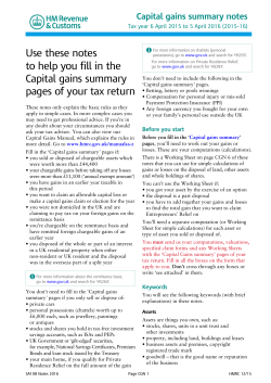 Notes on Capital Gains Summary pages