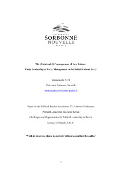 The (Unintended) Consequences of New Labour: Party Leadership