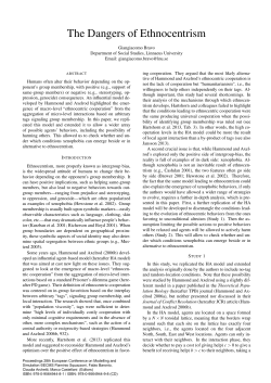 The Dangers of Ethnocentrism - European Council for Modelling