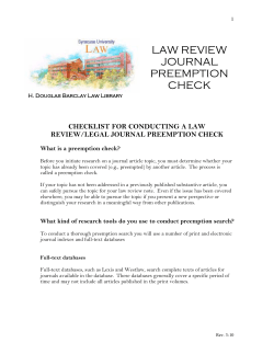 CHECKLIST FOR CONDUCTING A JOURNAL PREEMPTION CHECK