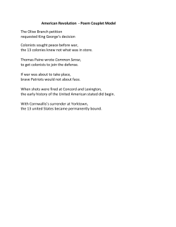 American Revolution - Poem Couplet Model The Olive Branch