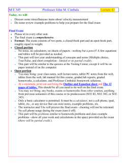 ME 345 Professor John M. Cimbala Lecture 41