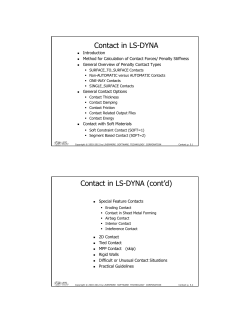 Contact in LS-DYNA Contact in LS-DYNA (cont`d)