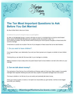 The Ten Most Important Questions to Ask Before You Get Married