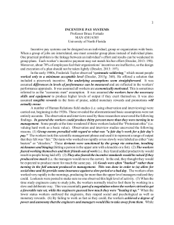 INCENTIVE PAY SYSTEMS - University of North Florida