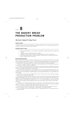 THE BAKERY BREAD PRODUCTION PROBLEM