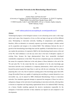 Innovation Networks in the Biotechnology-Based Sectors