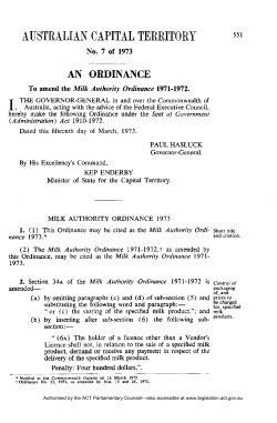 an ordinance - ACT Legislation Register