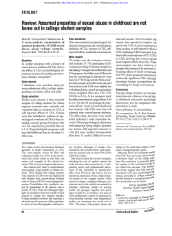Review: Assumed properties of sexual abuse in