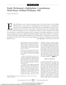 Emily Dickinson`s Ophthalmic Consultation With Henry Willard
