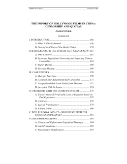 the import of hollywood films in china: censorship and quotas