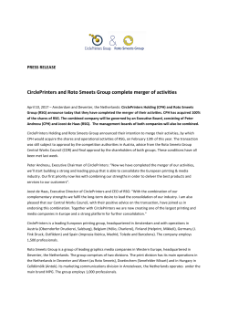 CirclePrinters and Roto Smeets Group complete merger of activities